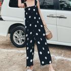 Wide-strap Dotted Cropped Chiffon Jumpsuit
