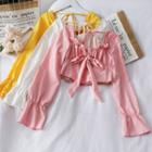 Open-back Ribbon Crop Blouse