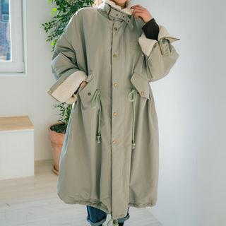 Faux-shearling Lined Parka Light Khaki - One Size