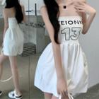 Strapless Lettering Wide Leg Romper