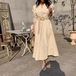 Lace-trim Flared Maxi Dress