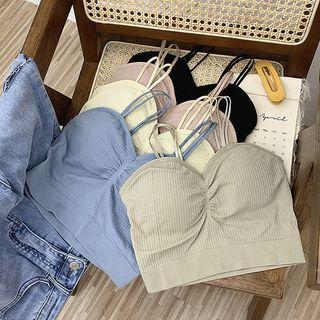Plain Pleated Cropped Tube Top