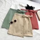 Tie-waist Asymmetric Mini Skirt In 5 Colors