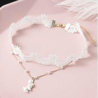 Rabbit Lace Choker White - One Size