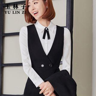 Set: Sleeveless Sheath Dress + Long-sleeve Blazer / Long-sleeve Shirt