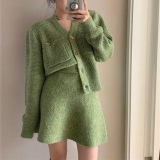 Dual Pocket Cardigan / Mini Skirt