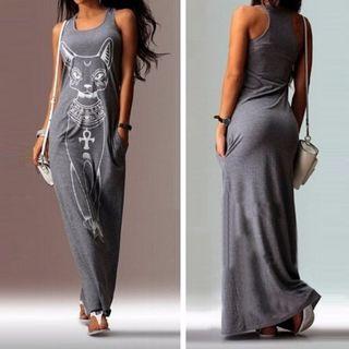 Cat Printed Tank Dress