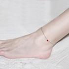 Heart Sterling Silver Anklet Red - One Size