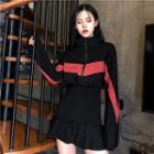 Mock Neck Long-sleeve Dress