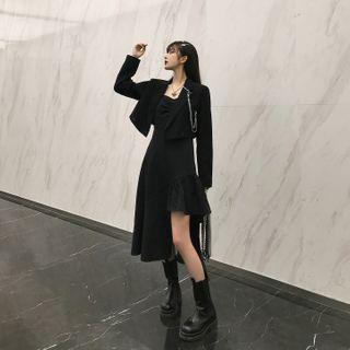 Spaghetti-strap Asymmetrical Midi A-line Dress
