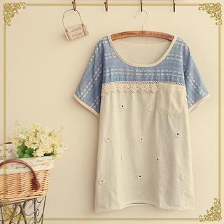 Short-sleeve Floral Pattern Top