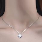 Clover Rhinestone Pendant Sterling Silver Necklace