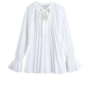 Tie Neck Pleated Blouse