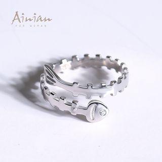 925 Sterling Silver Fishbone Open Ring