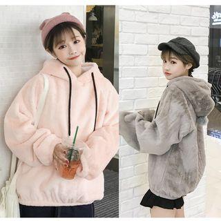 Pom Pom Detail Fleece Hoodie