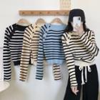 Long Sleeve Striped Side Button Sweater