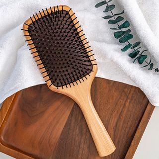 Wooden Hair Comb Rectangular - Brown - One Size
