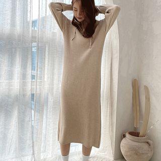 Raglan Knit Midi Hoodie Dress