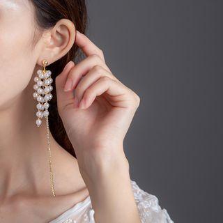 Faux Pearl Fringed Drop Earring 1 Pair - Gold - One Size