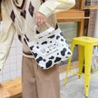 Milk Cow Print Canvas Crossbody Bag Cow - Black & White - One Size