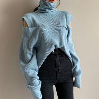 Turtleneck Off-shoulder Sweater