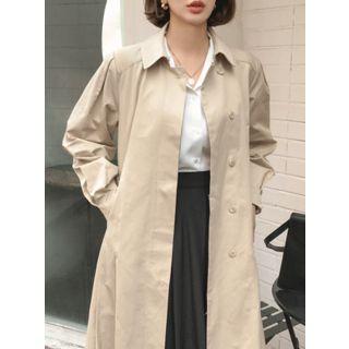 Balloon-sleeve Flared Long Trench Coat