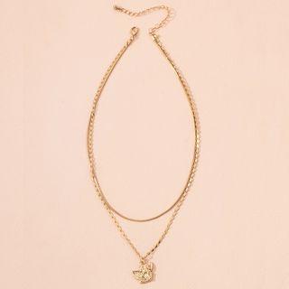 Cupid Pendant Layered Alloy Necklace Cupid - Gold - One Size