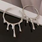 Melting Alloy Hoop Earring 1 Pair - Silver - One Size