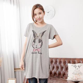 Long Rabbit-print Top