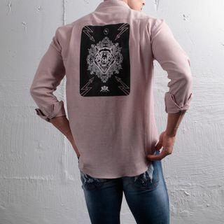 Pocket-front Wolf-printed Shirt (pink)