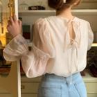 Flared-cuff Organza Blouse
