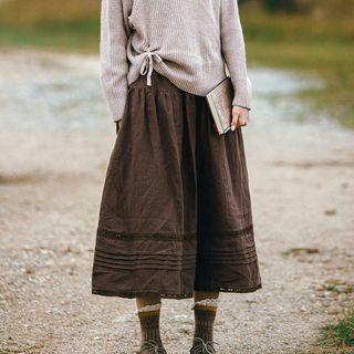 A-line Midi Skirt Coffee - One Size