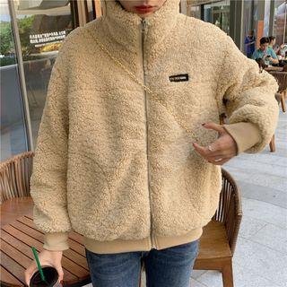 Faux Shearling Zip Jacket Beige - One Size