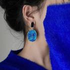 Marble Print Drop Earring 1 Pair - Blue - One Size