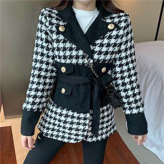Houndstooth Tie-waist Jacket