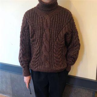 Couple Matching Turtleneck Cable Knit Sweater
