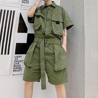 Short-sleeve Cargo Playsuit Shorts