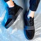 Genuine Leather Panel Platform Lace-up Casual Shoes