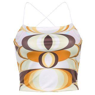 Print Cropped Camisole Top Yellow - One Size