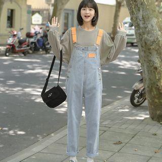 High Waist Denim Wide Leg Jumpsuit