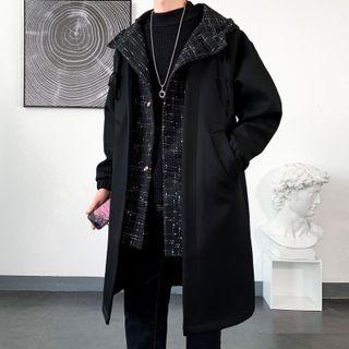Mock Two-piece Hooded Panel Coat