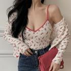Floral Knit Camisole Top / Cardigan