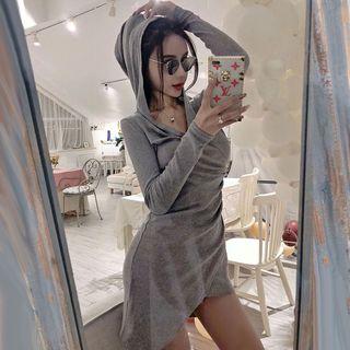 Hooded Long-sleeve Bodycon Dress