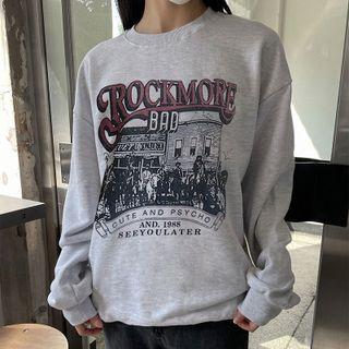 Lettering Round Neck Loose Fit Sweatshirt