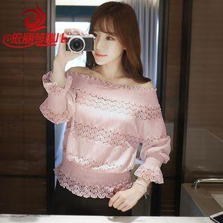 Off Shoulder 3/4 Sleeve Lace Top