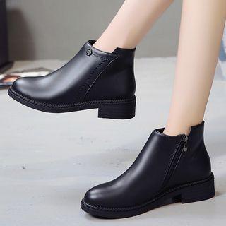 Faux Leather Zipper Booties