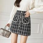 Button-up Tweed A-line Skirt