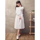 Long-sleeve Tie-waist A-line Dress