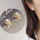 Rhinestone Alloy Magnetic Earring 1 Pair - Magnetic Ear Clip Earring - Gold - One Size