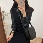 Set: Long-sleeve Dotted Blouse + Midi A-line Jumper Dress